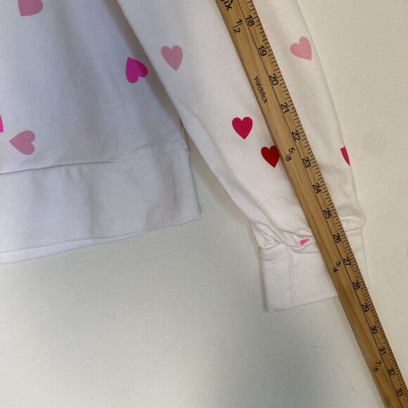 Lilly Pulitzer Sweatshirt L White Pink Hearts Romantic Dreamy Barbie Princess - Picture 6 of 6